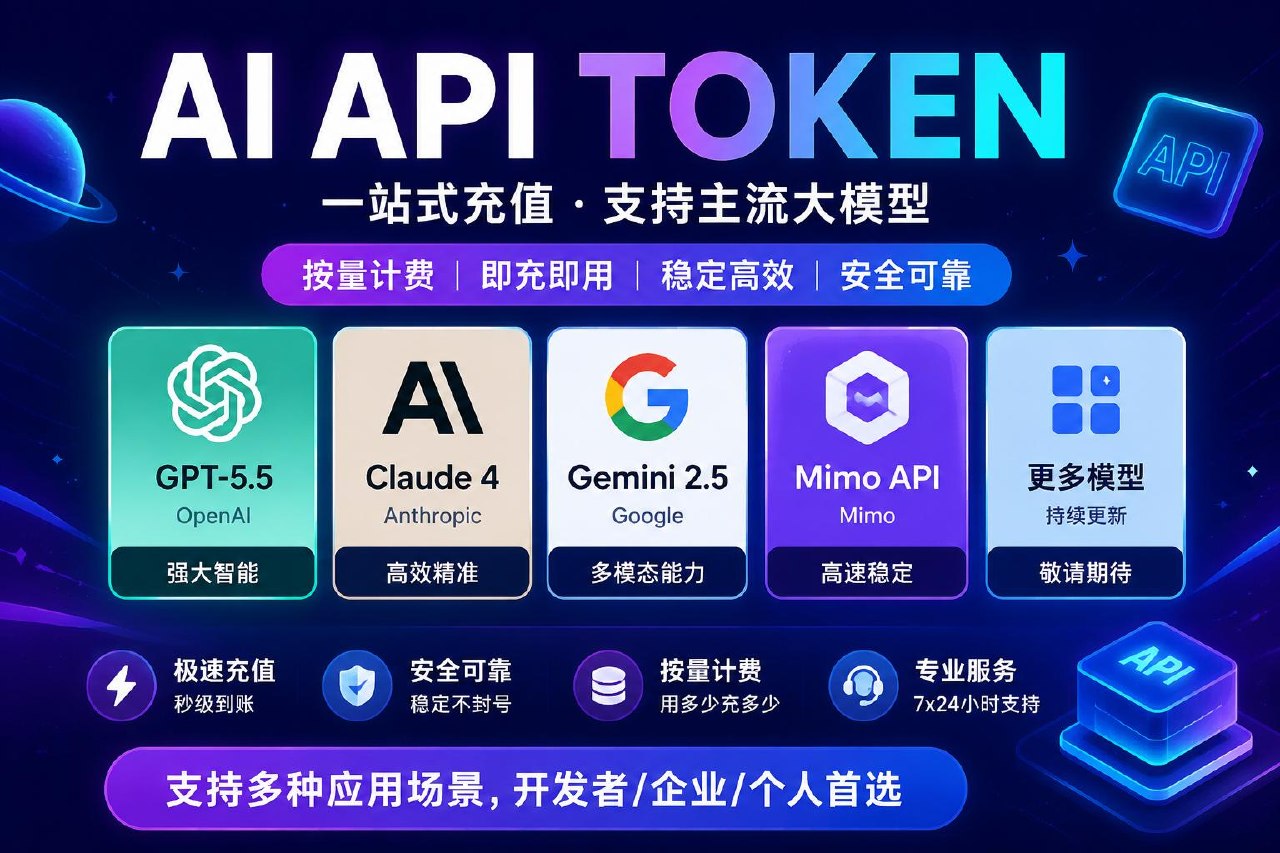 AI API Key 充值｜OpenAI Claude Gemini Mimo Token 自动发货